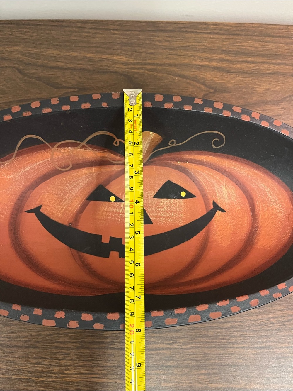Halloween Pumpkin Wooden Oval Oblong Bowl Hand Painted Designs By Kathy - Picture 8 of 8